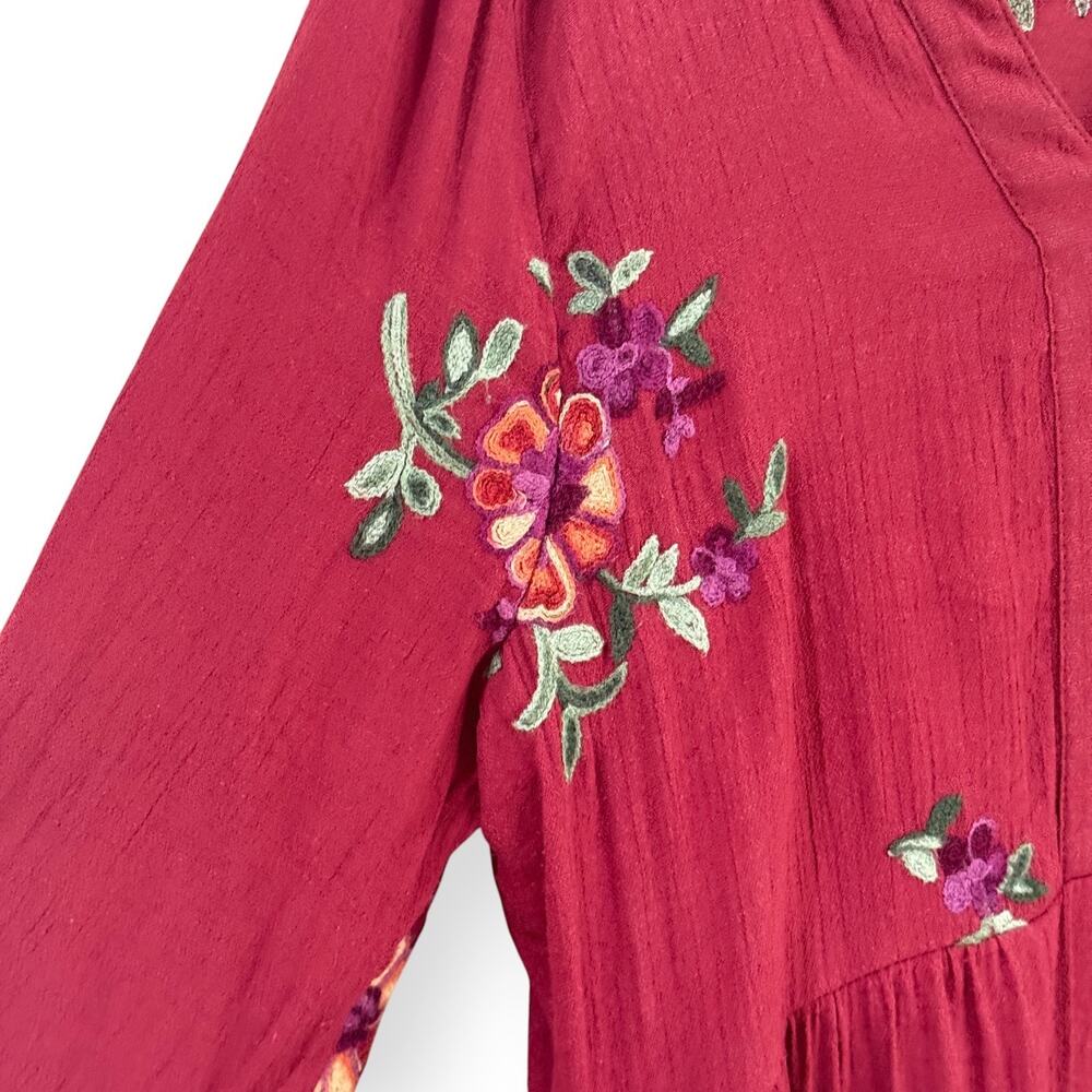 Figueroa and Flower Embroidered Floral Peasant Dress Large Cottage Boho Prairie - Picture 5 of 12